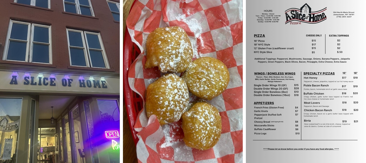 A Slice of Home Pizzeria Menu